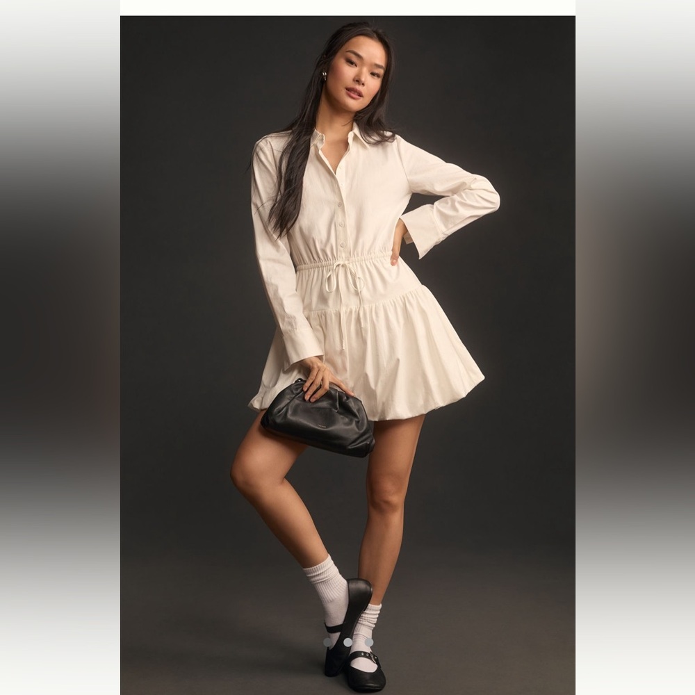 Reformation Cream Mini Shirt Dress
